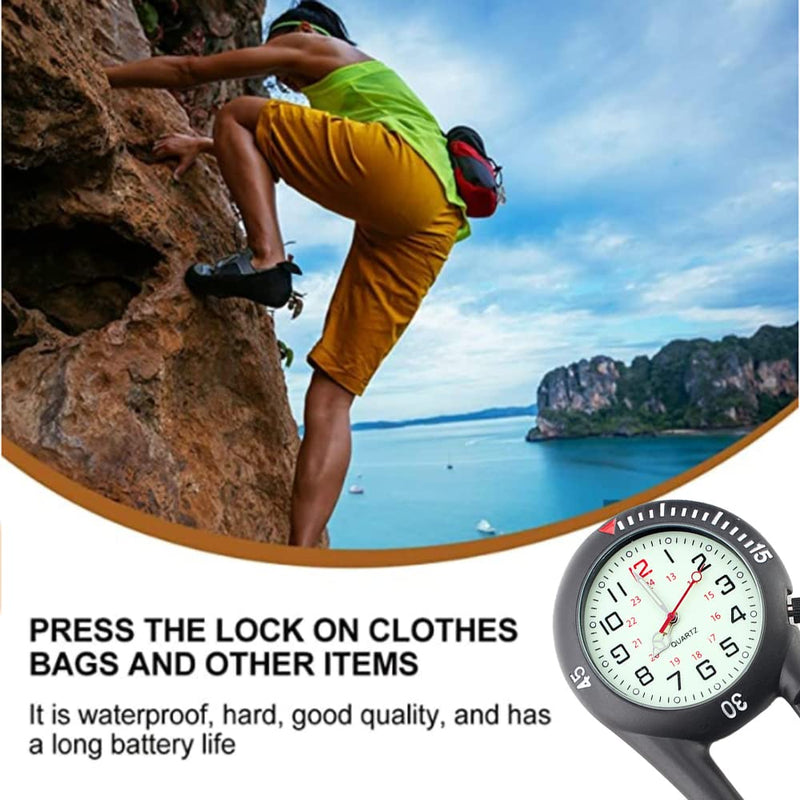 [Australia] - 2 Pieces Clip on Quartz Carabiner Watch, Backpack Fob Belt Waterproof and Shockproof Pocket Clip-on Quartz Watch Glow in The Dark for Outdoor Sports 