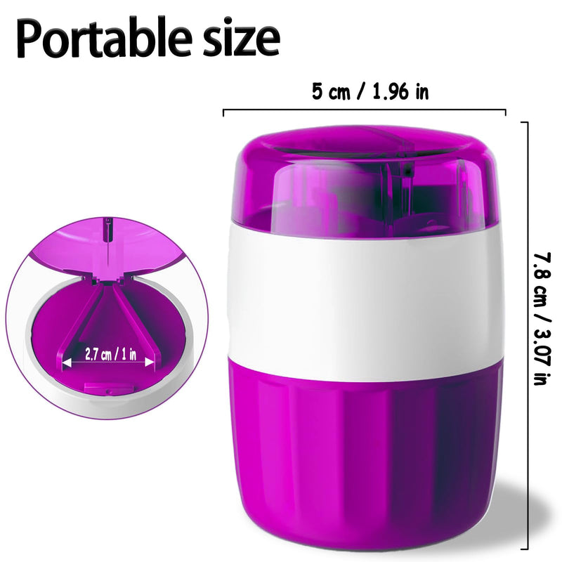 Pill Cutter Splitter for Small and Tiny Pills Vitamins Tablets, Built-in Storage Compartment, Pill Crusher Fine Powder with Stainless Steel Grinding Head,Pills Grinder with Pill Box Organizer (Purple) Purple