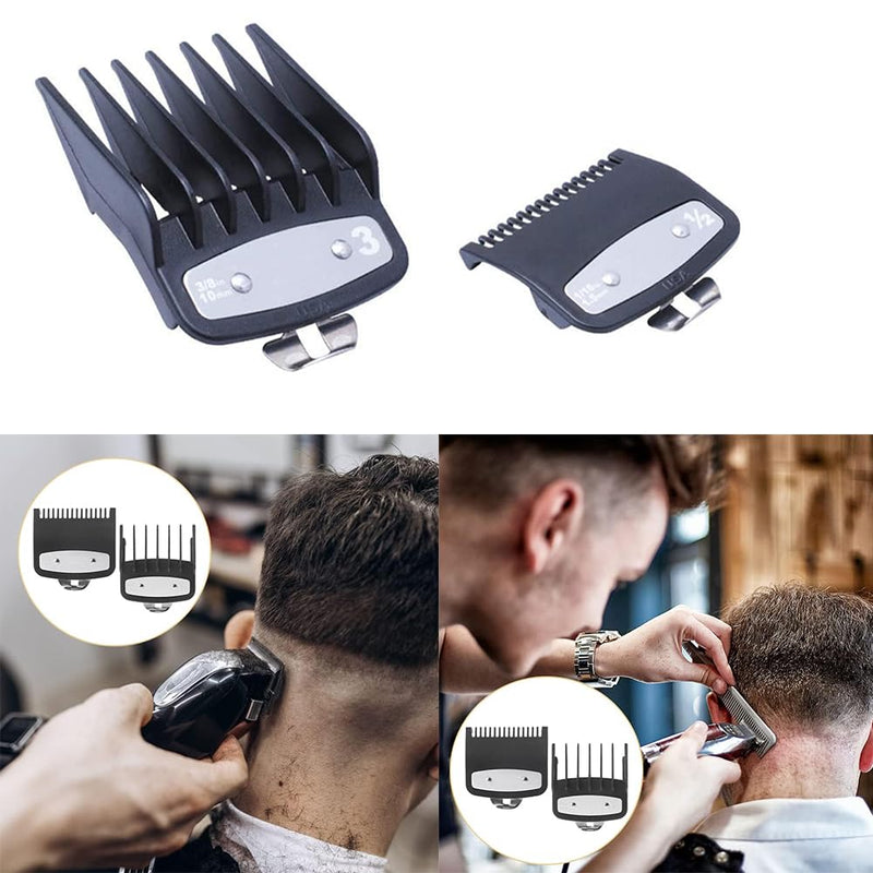 [Australia] - Beard trimmer attachment comb set kit, slide-on combs for clippers, comb attachments set, trimmer attachments attachment comb, for choice of beard trimmer, facial hair trimmer, hairdressing salons, 2 pieces, black 