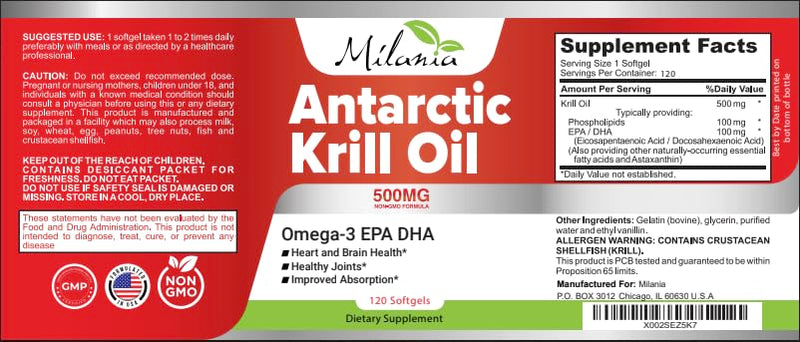 [Australia] - Antarctic Krill Oil - 120 Softgels - Omega-3 EPA, DHA, with Astaxanthin - Sourced from Red Krill - Maximum Strength - 500mg 120 Count (Pack of 1) 
