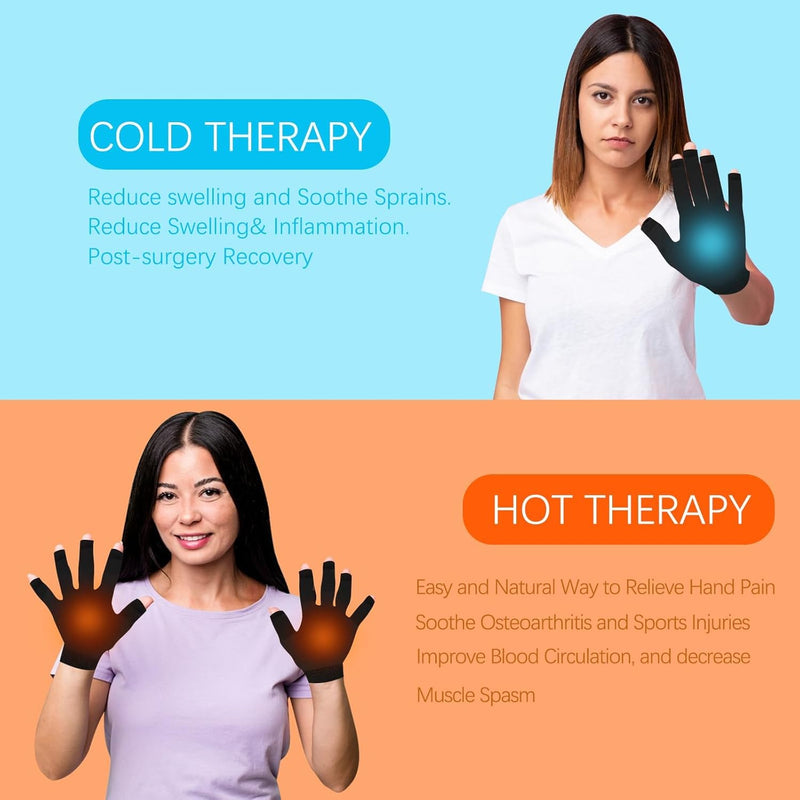 Hand Ice Pack Glove for Arthritis, FSA Eligible, Soft Gel Thumb Ice Pack Wrap Reusable Hot Cold Therapy Wrist Cold Pack for Tenosynovitis, Swelling, Surgery, Tendonitis, Carpal Tunnel Black 1.0