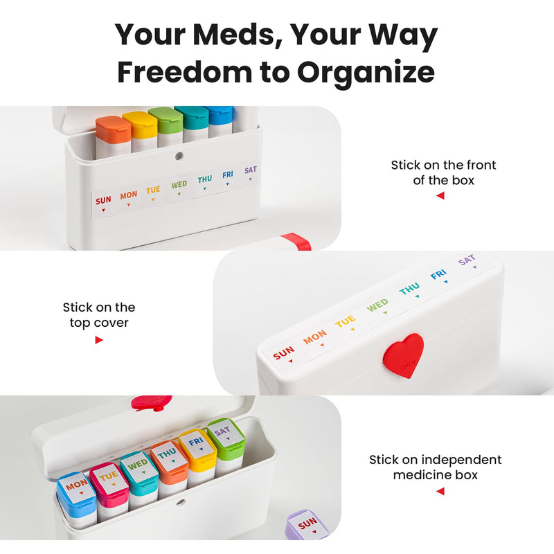 Daviky Weekly Pill Organizer 2 Times a Day, 7 Day AM PM Travel Pill Box | 14 compartments for 7-day AM PM use, compact and travel-friendly, with clear labels and secure storage for pills and vitamins White