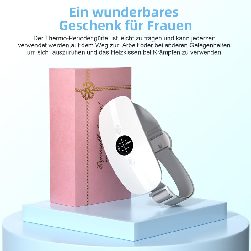 [Australia] - Period Heat Belt, Period Heat Belt, Menstrual Heat Belt, Heating Belt, Heating Pad Wireless, 3 Temperature Levels 3 Massage Modes to Relieve Menstrual Cramps (White) White 
