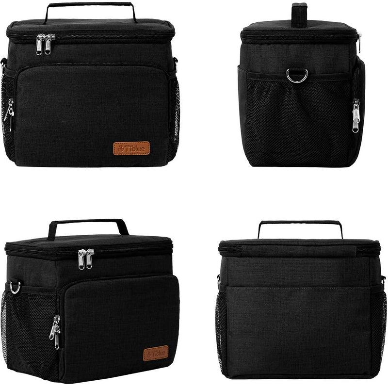 [Australia] - Tiblue Insulated Lunch Bag for Women/Men - Reusable Lunch Box for Office Work School Picnic Beach - Leakproof Freezable Cooler Bag with Adjustable Shoulder Strap for Kids/Adult(Medium,Black) Medium Black 