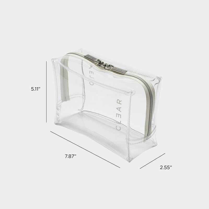 Makeup Bag (Small) - Clear Cosmetic Bag for Travel - TSA Approved Transparent Toiletry Organizer Pouch for Liquids, Make Up, & Essentials - See Through Case with Zipper for Carry On