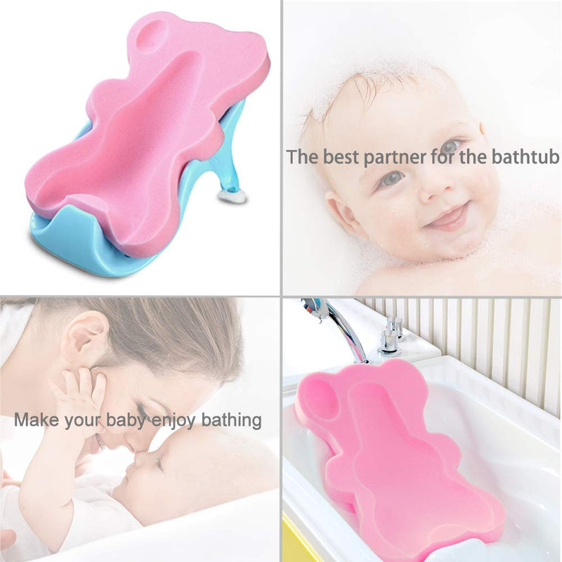 HALLO Soft Infant Bath Sponge Skid Proof Baby Bath Mat Newborn Odor Free (Pink) Pink