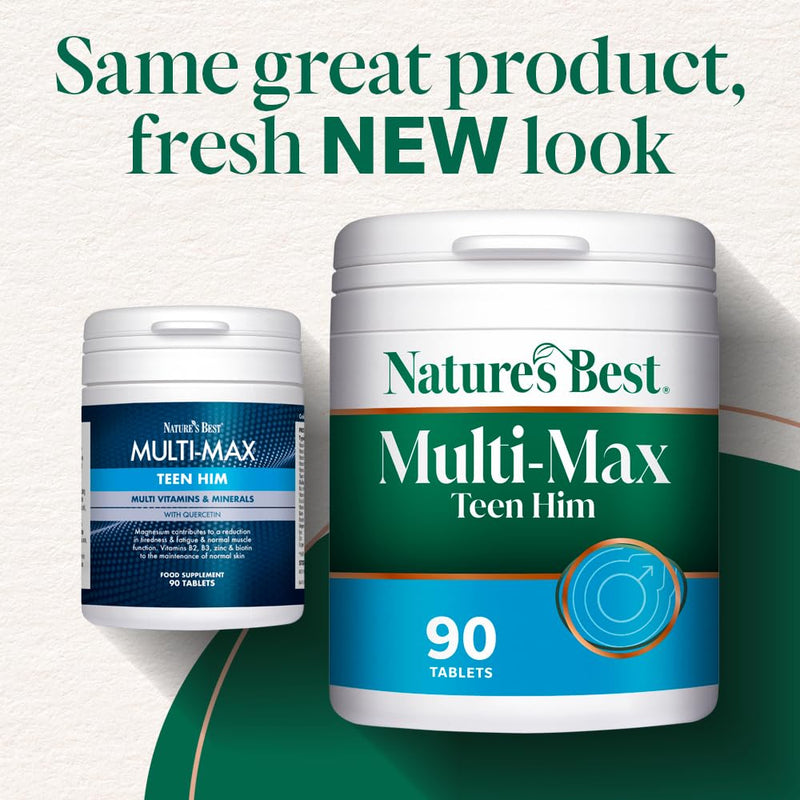 Nature's Best Multi-Max Multivitamin for Teen Him - with Vitamin C, Selenium and Magneisum - Growth & Development Support for Boys 13-19 - UK Made - 90 Tablets (3 Months' Supply)