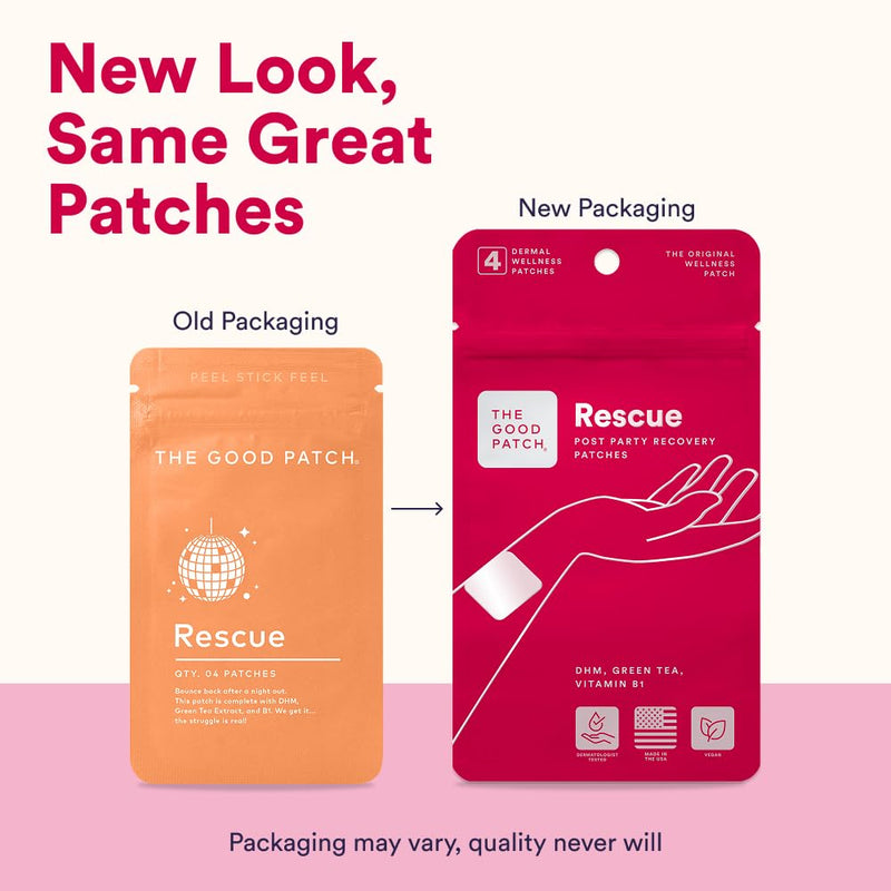 The Good Patch Rescue Recovery Patch (24 Total Patches) | DHM, Vitamin B1 and Green Tea Patch for Morning Recovery, Travel, Late Nights, Festivals, Vacation and Bounce Back Support 24 Patches
