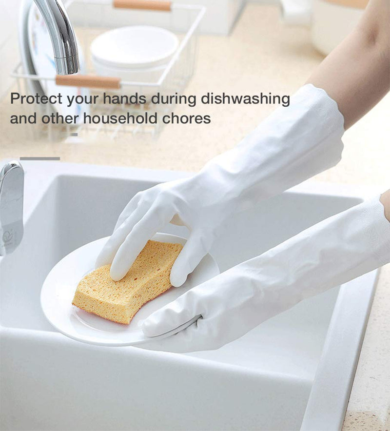 [Australia] - Alimat PluS 3 Pack Reusable Cleaning Gloves Latex Free, Dishwashing Gloves with Cotton Flock Liner and Embossed Palm, Waterproof Household Gloves for Laundry, Gardening (Medium) Medium (Pack of 3) Blue+pink+white 