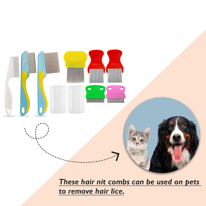 [Australia] - 10 Pieces Hair Nit Combs Remove Head Nits Fine Stainless Steel Teeth Head Nit Comb For Pets Kids And Adults 