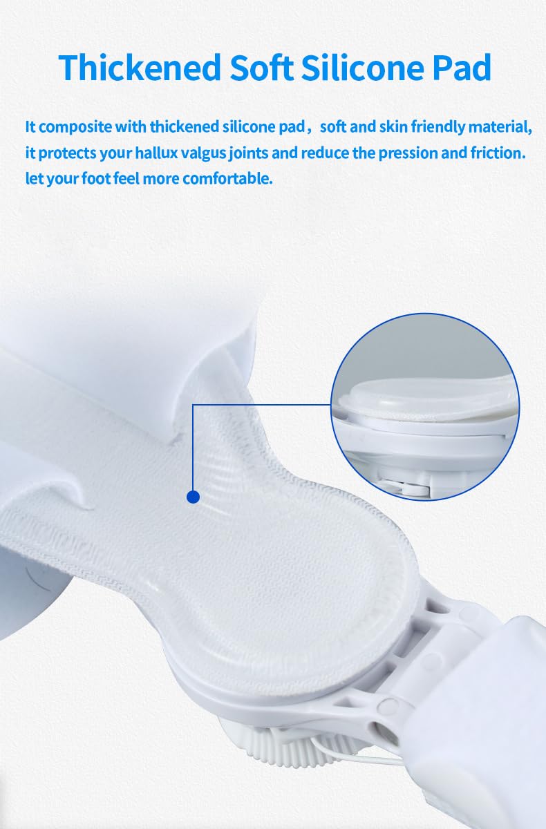 [Australia] - Generic Bunion Corrector for Hallux Valgus, Adjustable Knob Bunion Splint, Toe Straightener with Non-Slip Heel Strap, Toe Separator, Day and Night Support., White 