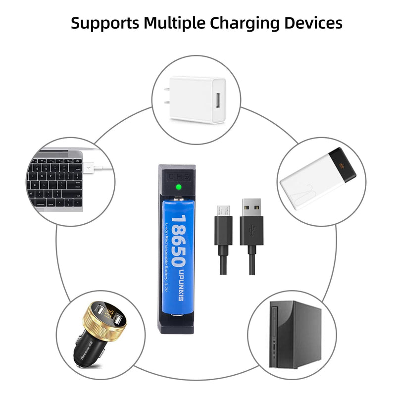 18650 Battery Charger, Suitable for Lithium Battery 18650 20700 10440 14500 18500 16340 17500 Battery Charger, USB Single Slot li-ion Rechargeable Battery Charger (Battery not Included) Fit 3.7V Battery（Single Slot）