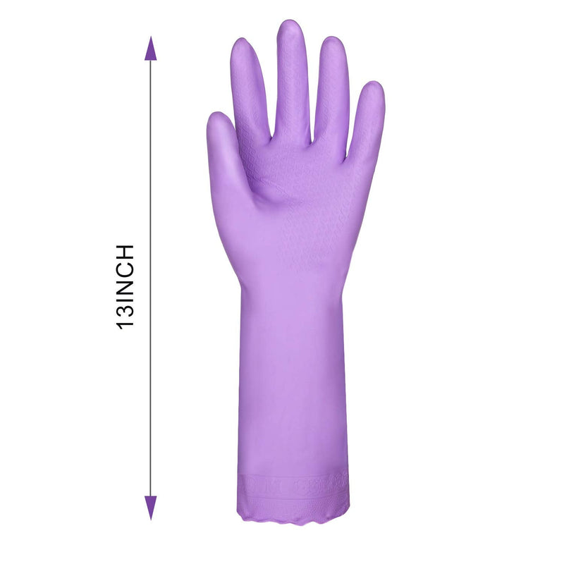 [Australia] - Elgood Reusable Dishwashing Cleaning Gloves with Latex free, Cotton lining,Kitchen Gloves 2 Pairs,Purple+blue Purple+blue Medium (Pack of 2) 