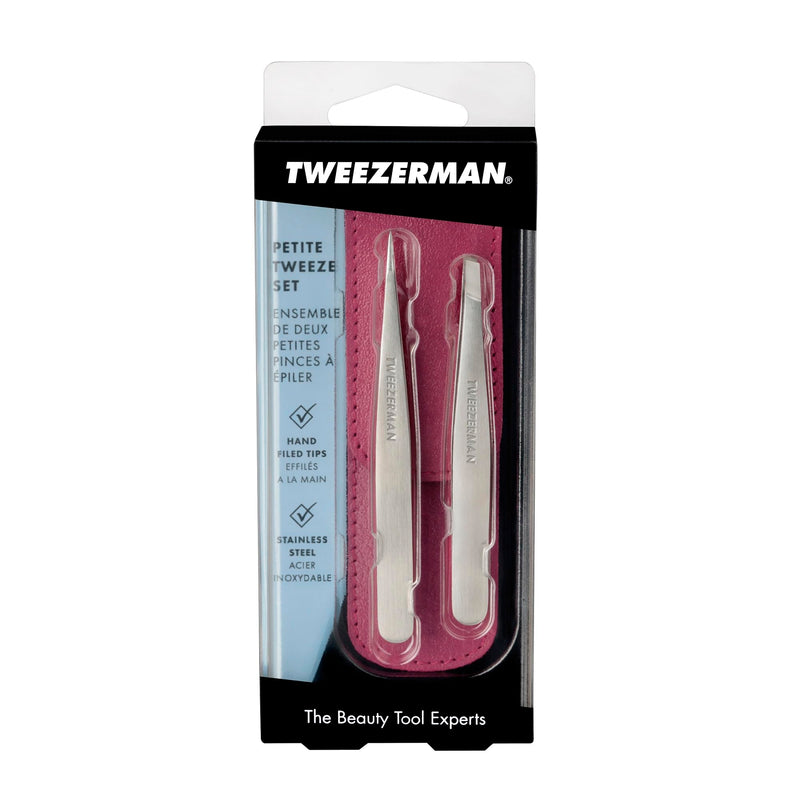 Tweezerman Petite Tweeze Set with Pink Case Model No. 4048-PKR, Leather