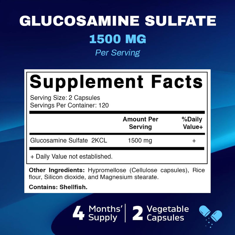 [Australia] - Vitamatic Glucosamine Sulfate Supplement, 1500mg, 120 Servings, 240 Capsules 240 Count (Pack of 1) 