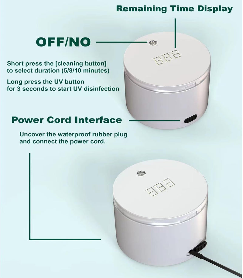 [Australia] - Ultrasonic Retainer Cleaner for Dentures,Aligner,Mouth Guards,Braces,Jewelry with UV-C Cleaner,42kHz Ultrasonic,2 Modes Ultrasonic Cleaner Machine（White） 