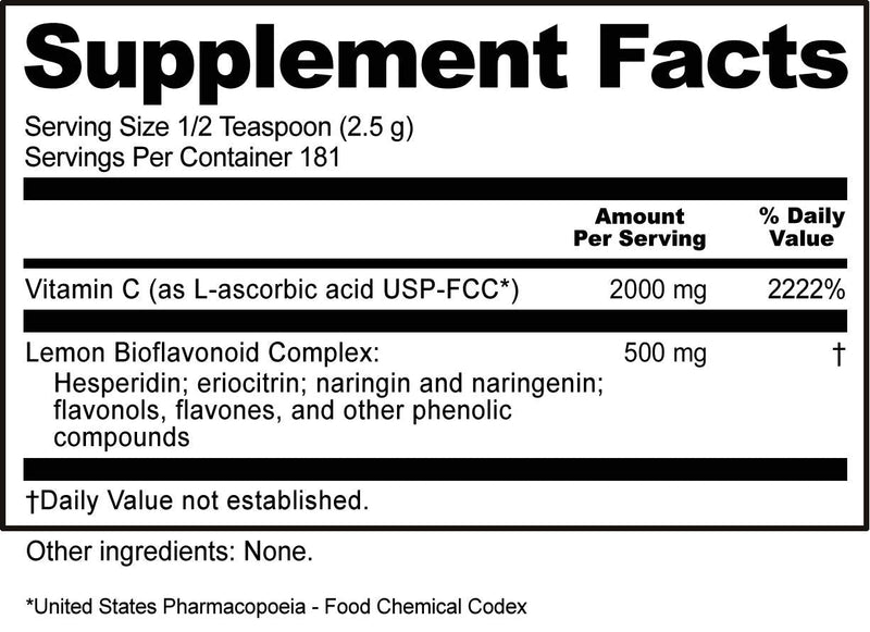 NutriBiotic - Ascorbic Acid with Bioflavonoids Powder, 16 Oz | Highly Soluble Antioxidant & Collagen Support Supplement | 2000 Mg Vitamin C with Lemon Bioflavonoid Complex | Vegan, Gluten & GMO-Free