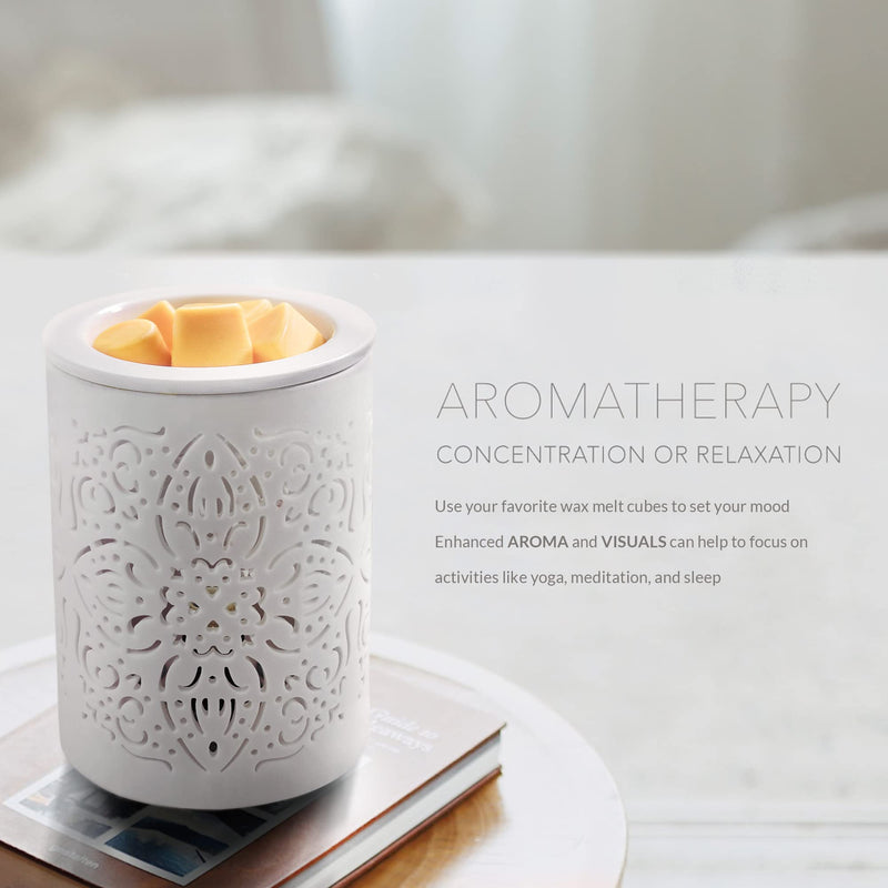 [Australia] - Earnest Living Wax Melt Warmer for Scented Wax Cubes Cake Candle Warmer Wax Melt Electric Ceramic Fragrance Melter Oil Burner White for Home Aromatherapy Gift White 