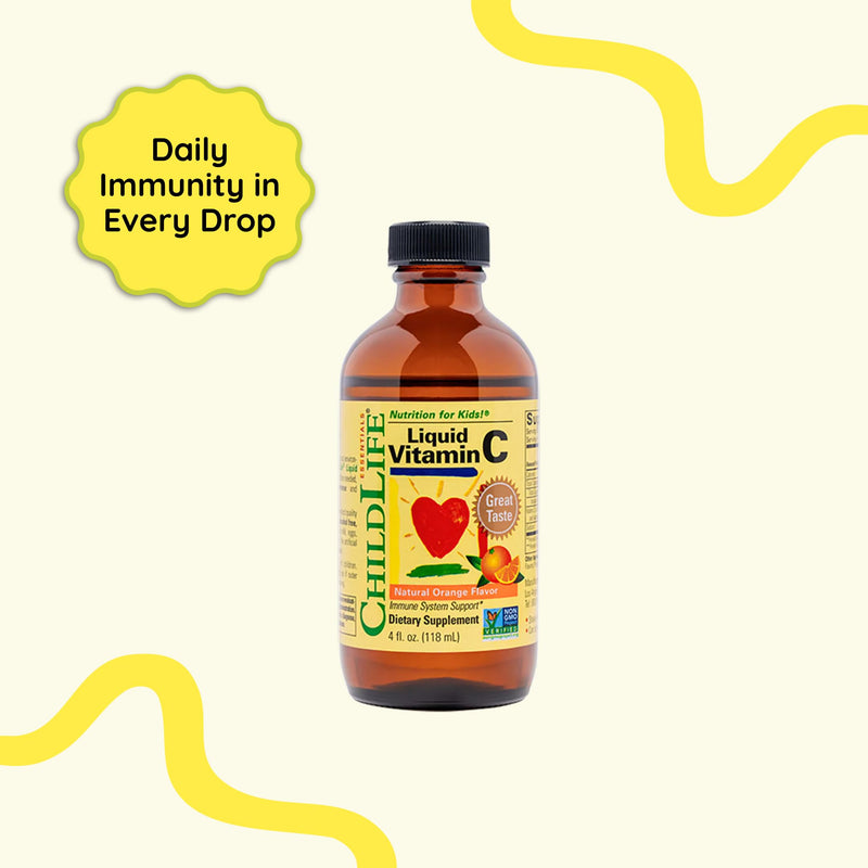 CHILDLIFE ESSENTIALS Liquid Vitamin C Low Sugar Kids, 4 Fl Oz (Pack of 3) | Pure Vitamin C Liquid Supplement, Toddlers, Babies, Immune System Support, Natural Orange Flavor, Kids, Low Sugar