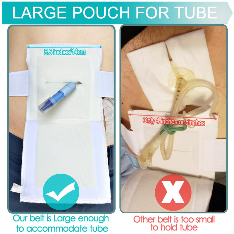 [Australia] - Breathable G Tube Holder Belt Large Square Sponge Feeding Tube Pouch for Gastrostomy J Peg Peritoneal Dialysis PD Peritoneal Dialysis Catheter Accessories Women Men White Small 