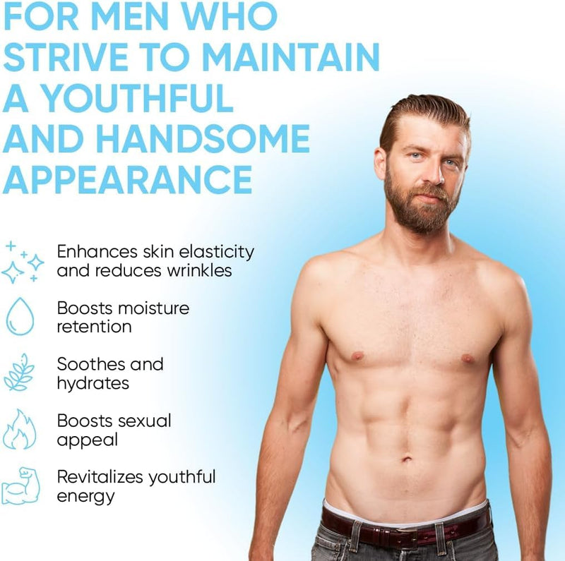 Handsome, Marine Collagen Tablets Enhanced with Aloe Vera, Hydrolyzed Collagen Supplements for Men, 60 Capsules per Pouch