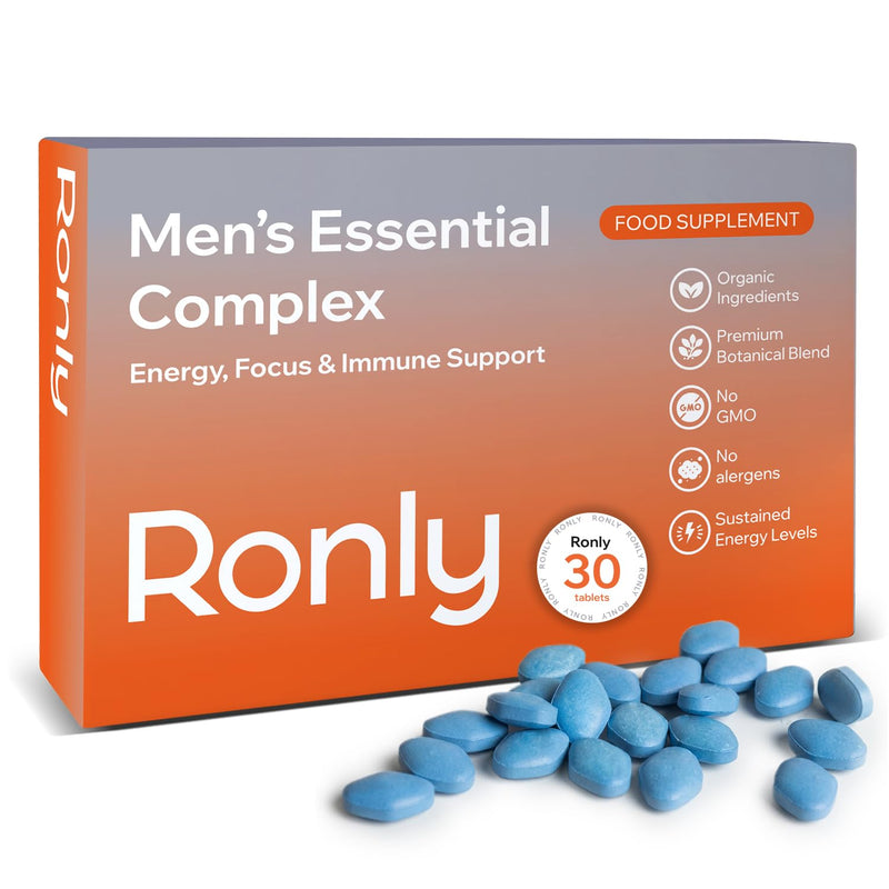 RONLY Men’s Daily Power 100mg – 30 Blue Tablets for Men | Strong Effect Ginseng & Zinc Formula | Energy, Stamina & Enhanced Vitality Support | Natural Herbal Supplement for Men | UK Made 30 count (Pack of 1)