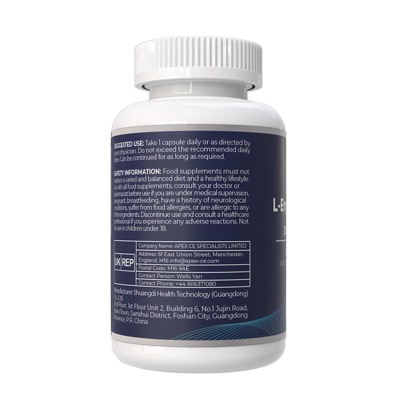 Longevity Supplement, L-Ergothioneine 20mg for Cellular Energy Support | 99% Purified Ergothioneine 120 Capsules, Alternative to Glutathione & CoQ10 for Antioxidant & Healthy Ageing, 4 Month Supply