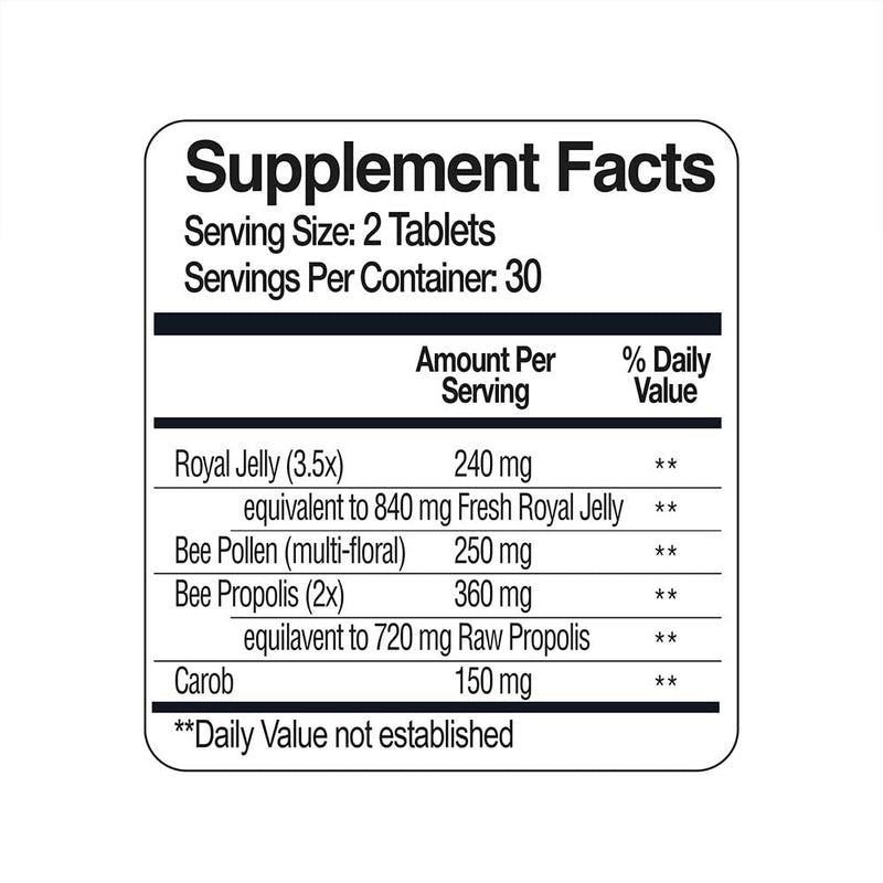 [Australia] - BEE and YOU Royal Jelly Tablet, Propolis Extract, Bee Pollen, 100% Natural Superfood, Ultra Pure, Immune Support Supplement, Improve Energy, Focus, Antioxidants, Fresh, Keto, Paleo, Gluten-Free | 60ct Royal Jelly 60ct 