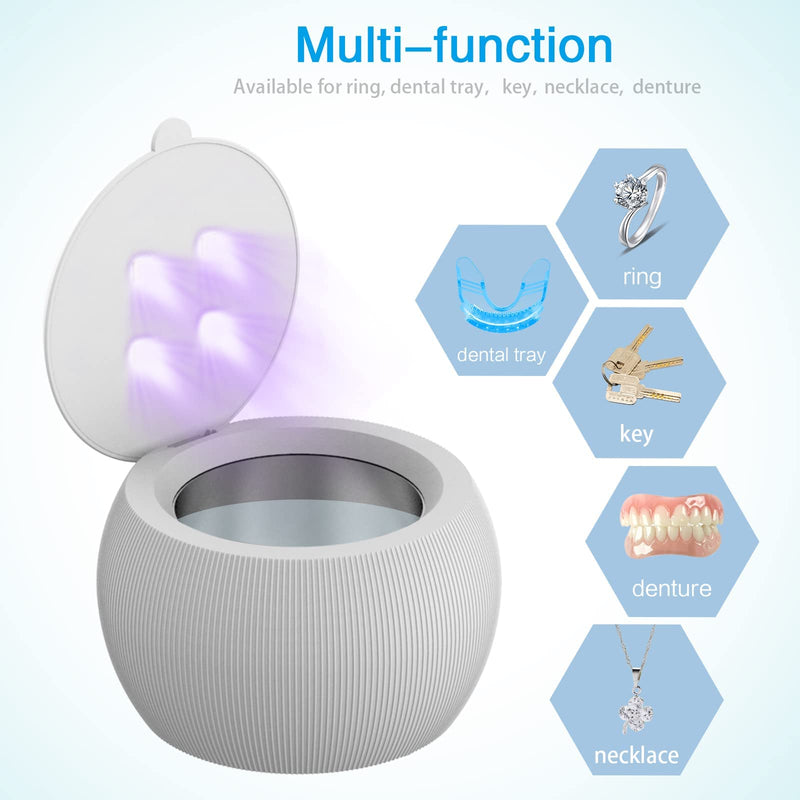 [Australia] - Ultrasonic Cleaner UV Ultrasonic Cleaning Device for Dentures, Aligners, Retainers, Whitening Trays, Night Dental Mouth Guard, Toothbrush Head, Ultrasonic Cleaning Box (200ML) 200ML 