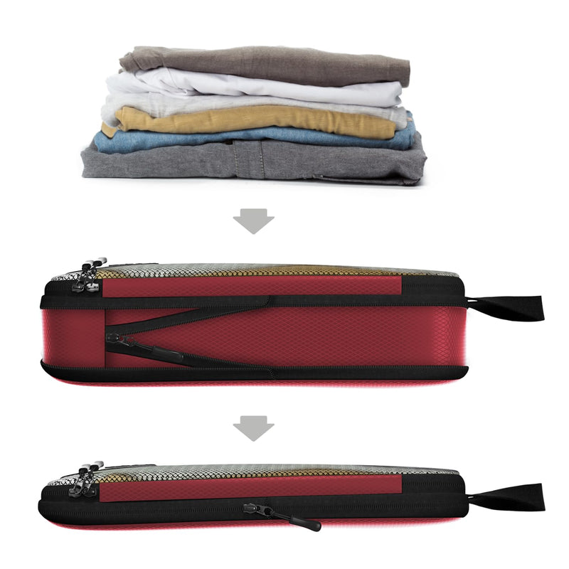 Large Packing Cubes for Travel - 5pc Packing Cubes for Suitcases - Lightweight Luggage Organizer Bags (Compression) Multicolor Compression Large