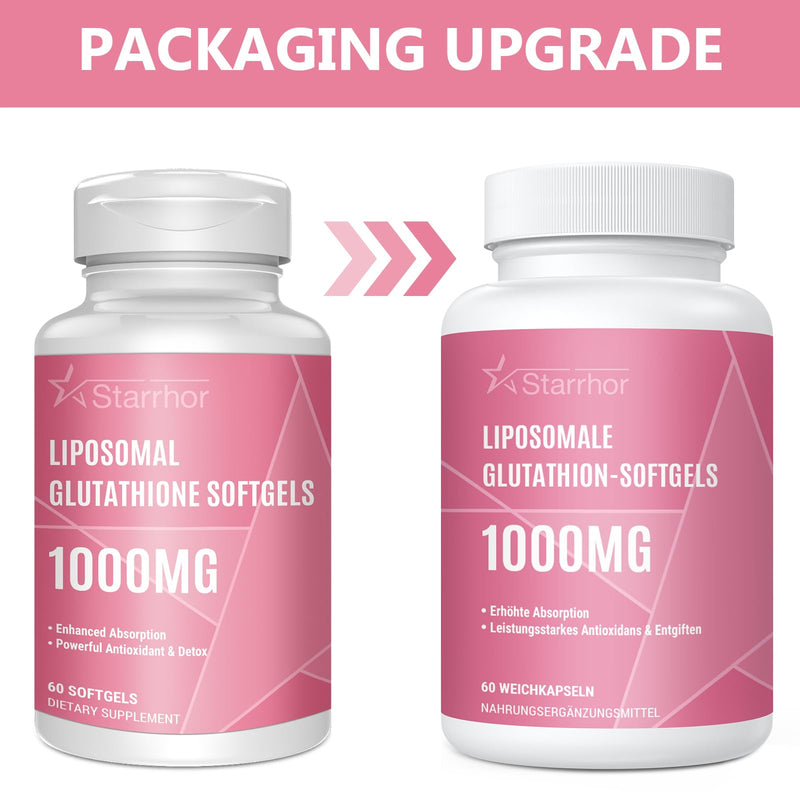 [Australia] - Liposomal Glutathione Capsules 1000 mg per Serving, L-Glutathione with Superior Absorption, Soy Free, Gluten Free, Dairy Free, GMO Free, 2 Pack, Total 120 Capsules 60 Pieces (Pack of 2) 