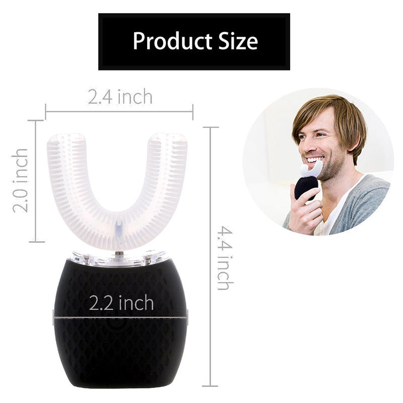 Automatic Toothbrush for Adults - Ultrasonic Electric Toothbrush with Soft Bristles Rechargeable Portable Waterproof Design 30s Timer, Wireless Charging Dual-Use for Travel & Home (Black) Black