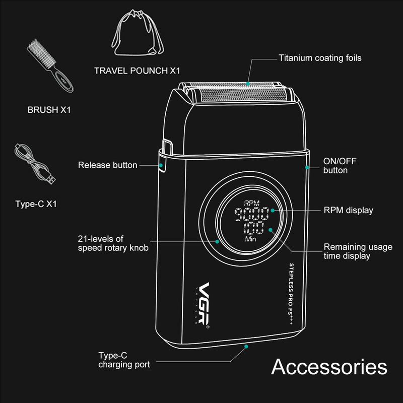 [Australia] - VGR 378 Electric Shavers for Men, Triple Floating Blade Foil Shaver Cordless Men's Electric Razor, 9000 RPM Motor Bald Shavers Titanium Foils with LED Display, Barber Supplies (Red) Red 