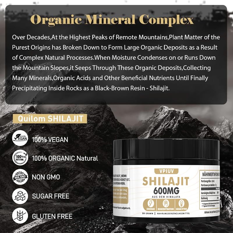 [Australia] - Himalaya Shilajit Original - Organic Shilajit resin from the Himalayas, rich in over 85 trace elements & fulvic acid, 600 mg for concentration, energy & immunity, 50 grams 