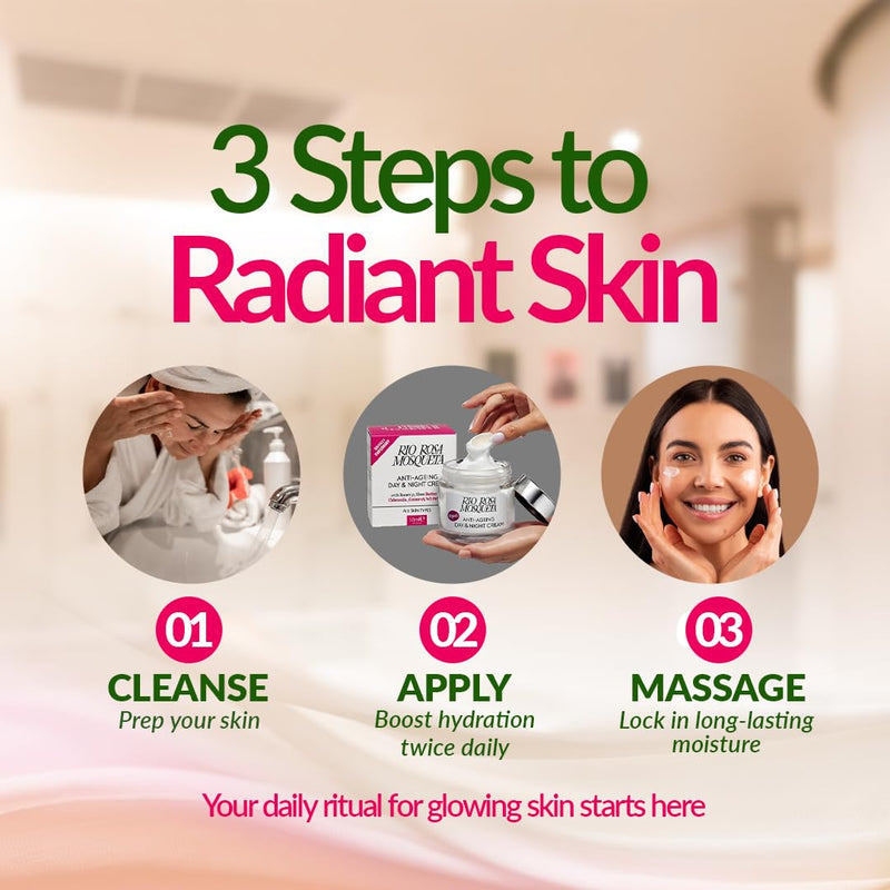 Face Cream - Moisturiser Face Men Women, Day & Night Cream with Rosehip Seed Oil, Shea Butter, Coconut Oil, Aloe Vera, Red Algae, Vegan, Non-Greasy, 50ml Face Moisturiser Rosa Mosqueta Day & Night Cream Pack of 1