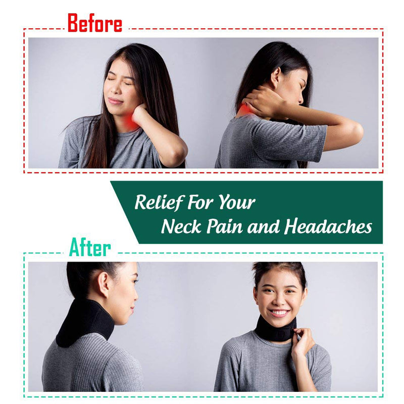 [Australia] - ITODA neck warmer, self-heating neck bandage, magnetic therapy neck support, winter neck protection, neck brace, neck bandage, heat protection, neck bandage with Velcro fastener, neck heating pad, neck pain, black 