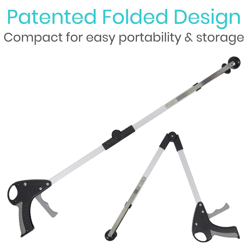 [Australia] - Vive Foldable Suction Reacher Grabber Tool for Elderly (1) - 32 Inches Long Reach Grabber Claw - Pick Up Grab Tool - Reachers for Disabled & Seniors Heavy Duty - Trash, Garbage, Cups Picker Assist 1 