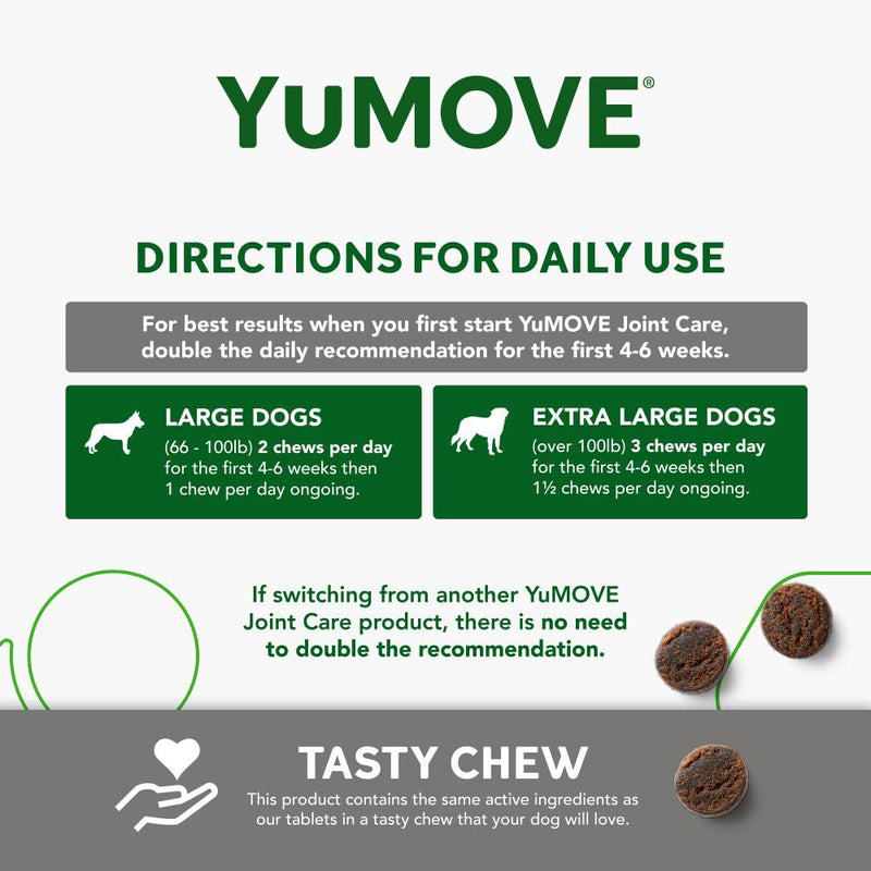 Lintbells YuMOVE Joint Supplement Dog Chews - Contains Glucosamine, Green Lipped Mussel - Natural Relief from Hip Ache, Stiff Joints - 1 Month’s Supply (Large & X-Large) Large & X-Large - PawsPlanet Australia