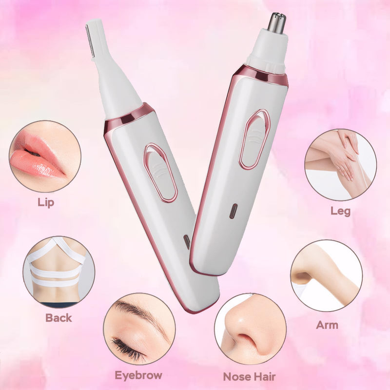 [Australia] - Electric Razors for Women, 4-in-1 Women’s Facial Hair Removal, Face Shaver Ebrow Trimmer Pubic Bikini Trimmer Portable Ladies Shaver Womens Razors for Shaving White 