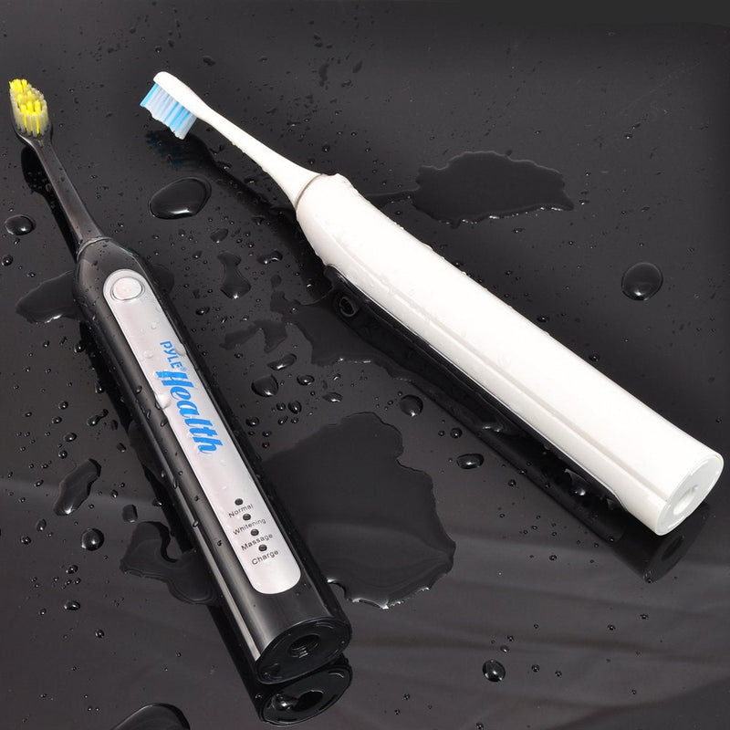 [Australia] - Pyle Wave Rechargeable Electric Toothbrush - w/ 3 Brush Mode, UV Light, 2 min Timer, 2 Oral Brush Heads, Charging Dock Holder - for Kids, Teens, Adults 