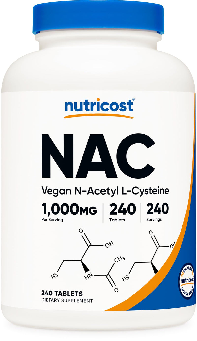 [Australia] - Nutricost N-Acetyl L-Cysteine (NAC) 1000 mg, 240 Vegan Tablets - GMO Free, Gluten Free, Vegetarian Supplement 
