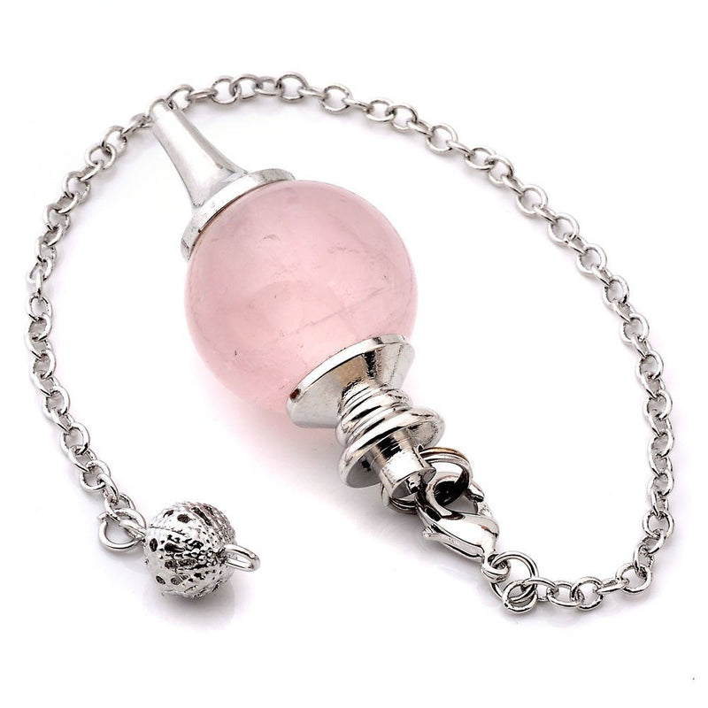 Jovivi 10pcs Beautiful Crystal Pendulums Dowsing Chakra Pendant With Chain,Natural Amethyst Rose Quartz Tiger Eye Obsidian Lapis Lazuli Turquoise Gemstone Reiki Pendant Pendulum Mixed 10pcs