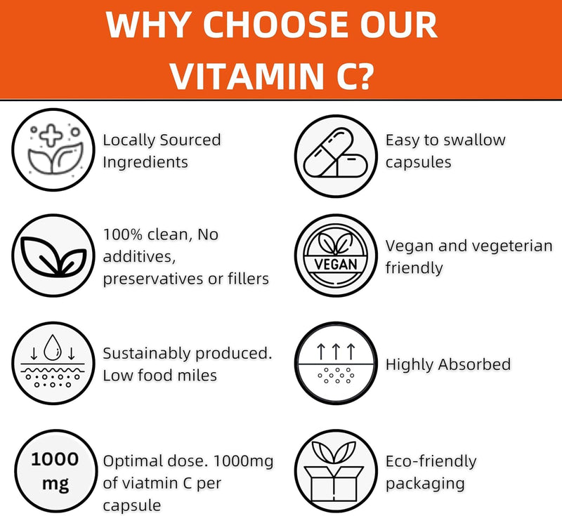 Scottish Vitamin C | Zero Additives | Practitioner Quality | Locally Sourced | 1000mg Capsules | 2 Month Supply | Trusted UK Brand | Immune Support | Suitable for Vegans and Vegetarians