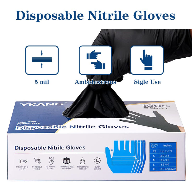 [Australia] - Black Disposable Nitrile Gloves,Latex Free Disposable Gloves 100 PCS,Food Safe Food Prep Cooking Gloves Black Large (Pack of 100) 