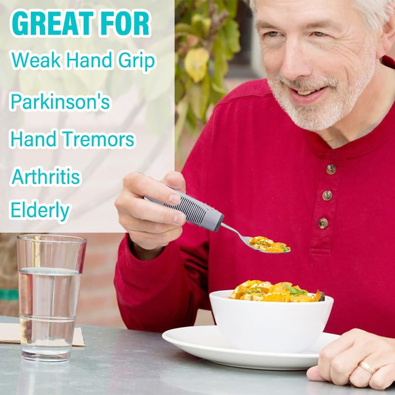 4 pcs Disabled Cutlery for Adults Easy Grip Cutlery for Disabled Hands Eating Aids for Adults Arthritic Hands Comfort Grips Cutlery Great for The Elderly Tremors and Trembling Hands