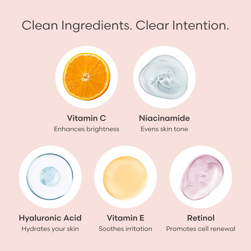 Vitamin C Serum for Face by Outofshell Beauty – 4-in-1 with Real Retinol, Hyaluronic Acid, Niacinamide – Brightening, Evens Skin Tone, Lightweight, No Irritation