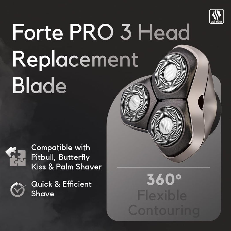 Skull Shaver Forte PRO 3 Head Replacement Blade - Hypoallergenic Stainless Steel - Faster Shaving - Contour Flexibility - Easy Maintenance