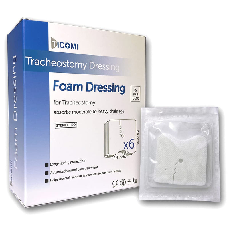[Australia] - Tracheostomy Dressing Pad ,Thicken Sponges, Trach Stoma Care , Sterile (Pack of 6) 2.4*2.4inchs 