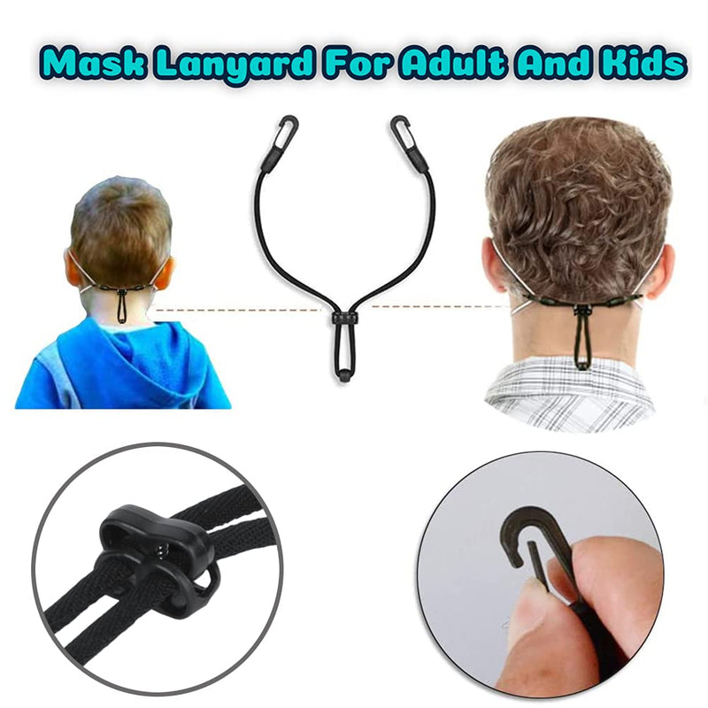 [Australia] - Mask Extender Lanyard,Anti-Tightening Comfortable Ear Strap Extension Hook Black 4 PCS 