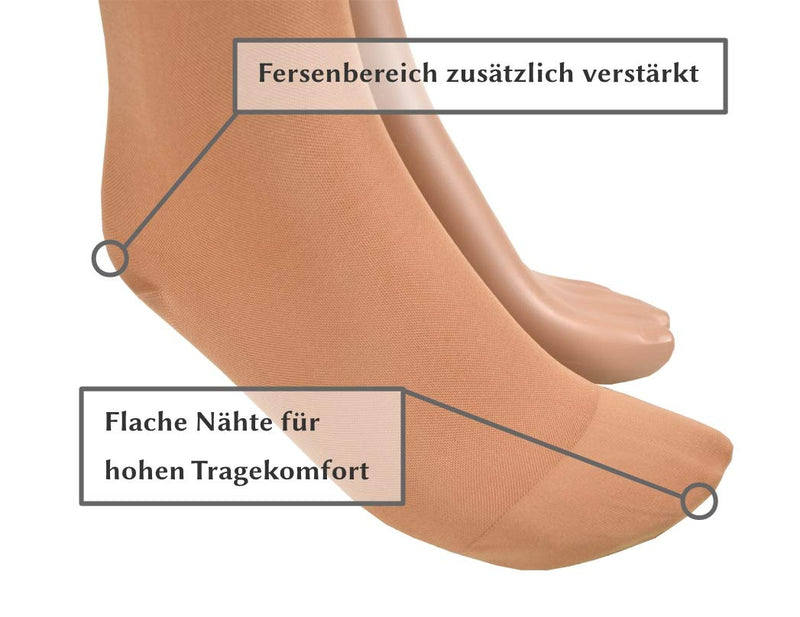 [Australia] - 23-32 mmHg ASSISTICA® Medical Compression Stockings with Lace, Class 2 Knee Stockings for Men and Women, Support Stockings with Toe, AD Replacement Stockings (158-170 cm/Large, Beige) 158-170 cm/Large 